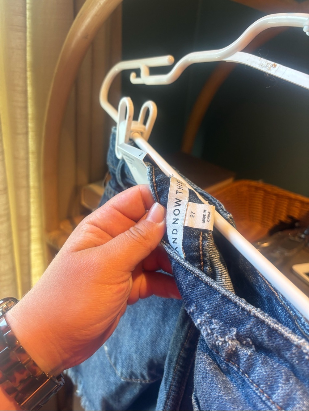 Frayed Hem Dark Blue Denim Shorts - And Now This Vintage Shortie - Picture 4 of 4